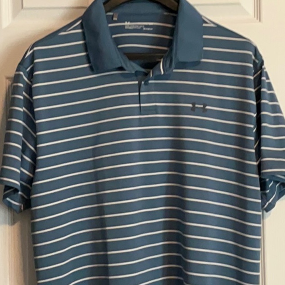 Under Armour Blue and White Polo Shirt